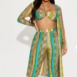 Multicolor Patterned Women's Pant Set